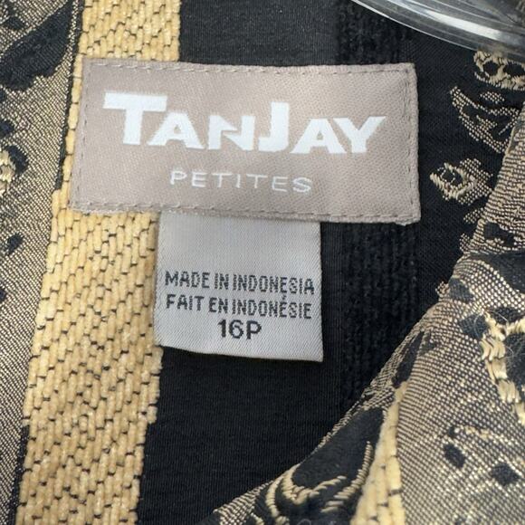 Vintage Dark Floral Blazer Jacket 16P Zip Up Brown Gold Earthy Boho Indie Tanjay - Picture 12 of 14